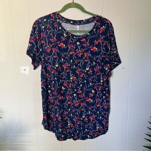 Amazon Blue and Pink Short Sleeve Floral Tee